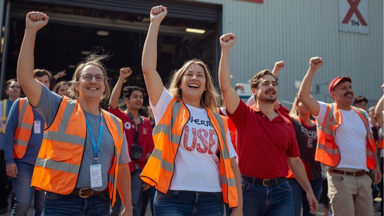 Victorious union workers!